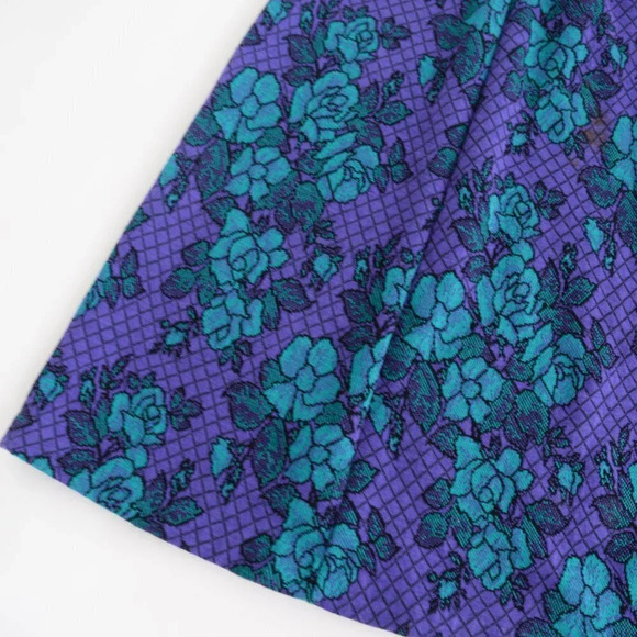 Vintage Cricket Lane Purple & Teal Floral Midi Skirt  Small - Picture 9 of 14